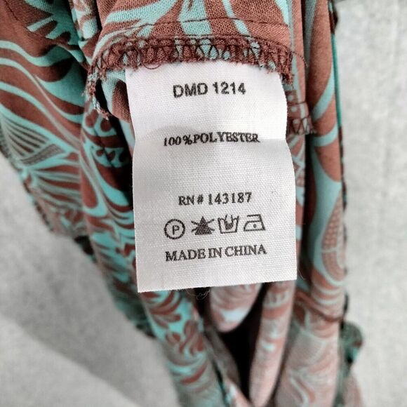 NWT Dance & Marvel Maxi Dress Womens Small Green Brown Faux Wrap Geometric Flowy - Picture 6 of 12